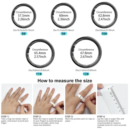 išmanusis žiedas su įkrovimo dėklu | 2024 COLMI R02 Smart Ring with Charging Case - Image 2
