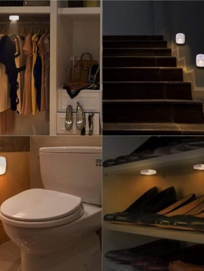 3 x LED naktinės lemputės su judesio jutikliu, baterijomis, laiptų sieninis šviestuvas - Image 6