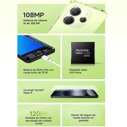 Xiaomi Redmi Note 14 4G NFC helium G99-Ultra 6,67 ''AMOLED screen 120 Hz 108 MP IA camera 5500 mAh battery, Charger Not Included - Image 2